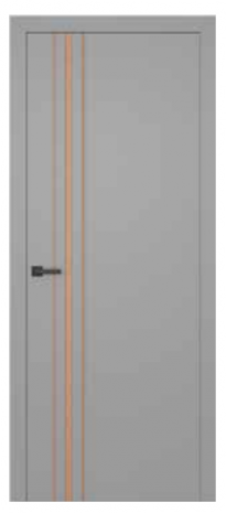 Drzwi CITY 2 jasna szara mat, intarsja miedź szczotkowana