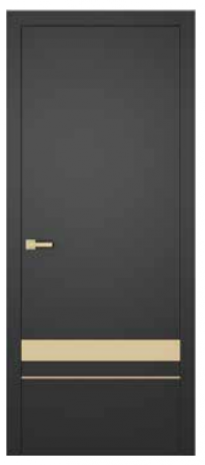 Drzwi CITY 1 czarna mat 2, intarsja złoty szczotkowany